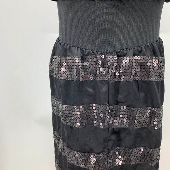 She Said... Sequin Cocktail Dress Womens S Small Black One Shoulder Banded Waist - Picture 5 of 15